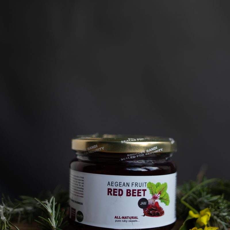 Traditional red beet dessert slices served on a white plate